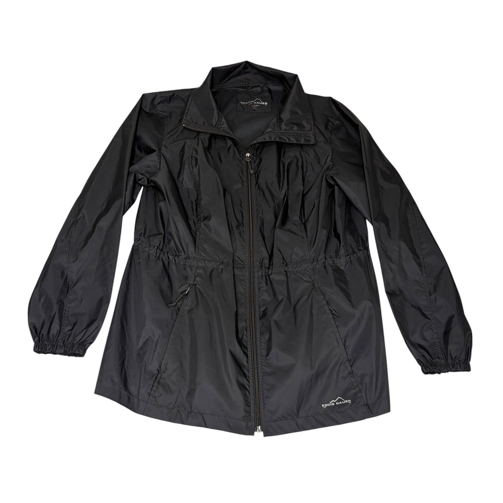 Eddie Bauer Womens Full Zip Windbreaker‎ Mesh Lined Jacket XL Black Lightweight
